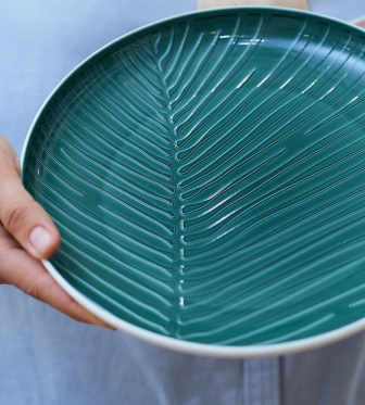 Тарелка салатная Leaf 24 см, зеленая