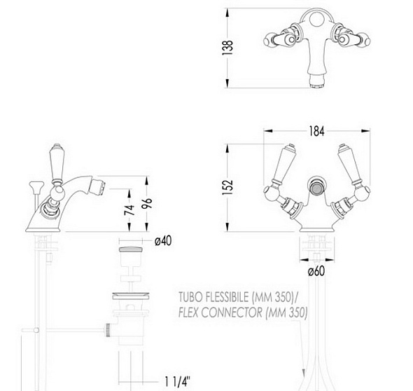 Смеситель для биде Devon & Devon Black Dandy MARF55CRBD, хром