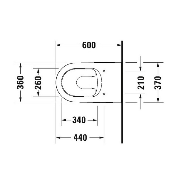 Унитаз приставной Duravit ME by Starck 60х37, Wondergliss, 21690900001, с сиденьем