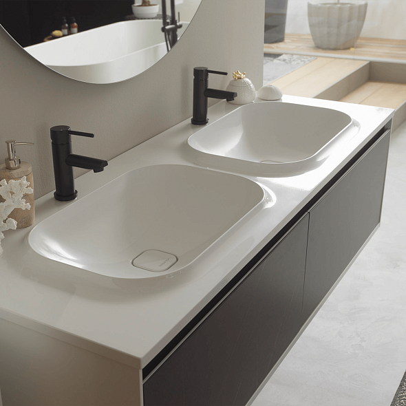 Тумба с раковиной Kolpa-San Pandora OUP 150 BL. Stone, 150х54, подвесная, черный камень