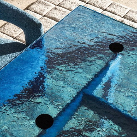 Стол Cassina Table tube d’avion 220х100, Aquamarine Fluted Glass
