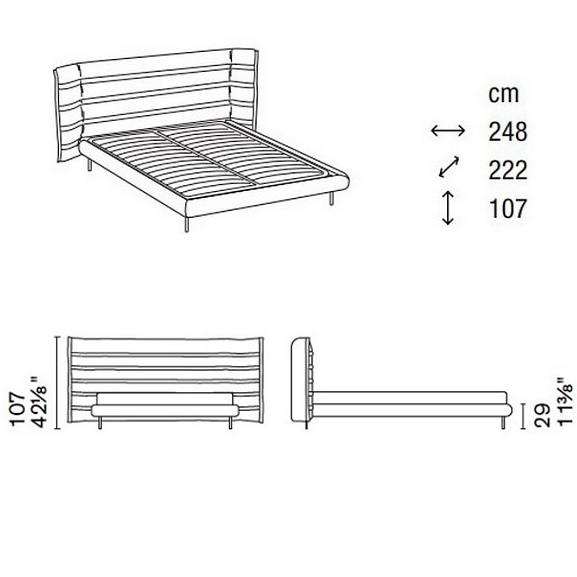 Кровать Calligaris Monbed 180х200, Sand, с матрасной основой