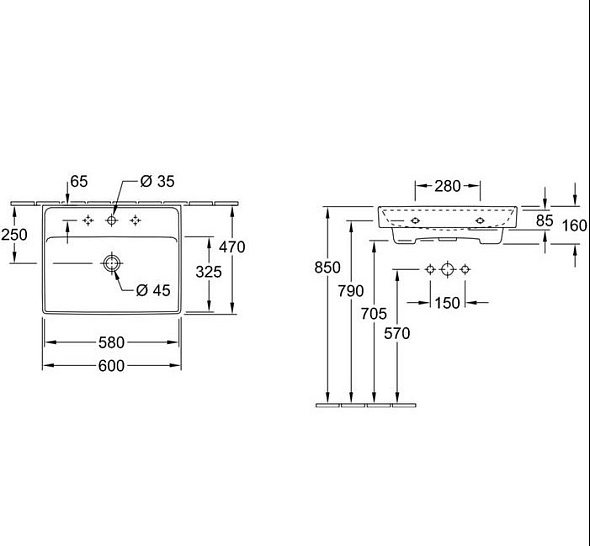 Тумба с раковиной Villeroy & Boch Collaro 60х47, подвесная, Nordic Oak