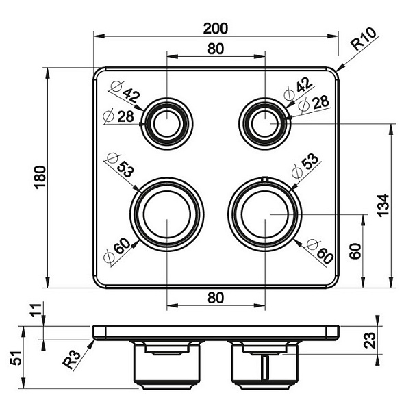 Внешняя часть Gessi Venti20 65232.726 смесителя термостатического, брашированная теплая бронза PVD