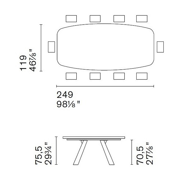 Стол Calligaris Icaro 249х119 CS4115-FB, Bronze