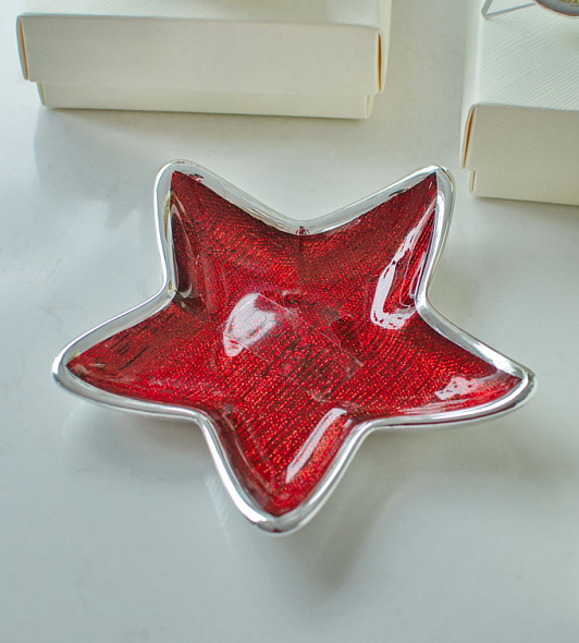 Блюдце "Звезда" 23 см, красное