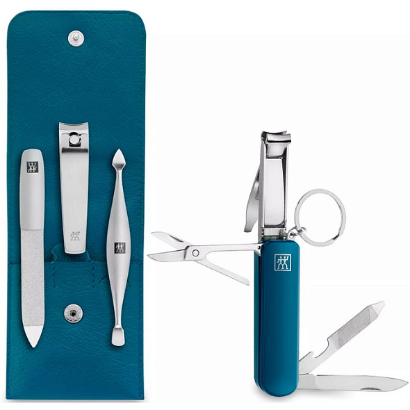 Набор маникюрный Zwilling Beauty Inox, 3 предмета и мультитул брелок, цвет бирюзовый