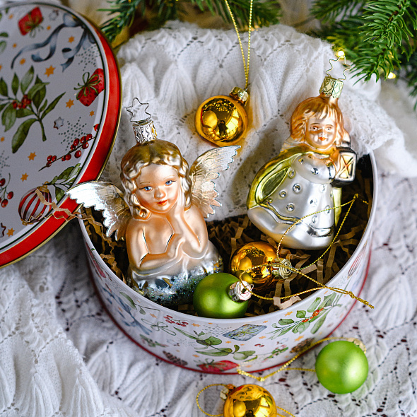 Елочная игрушка "Ангел с фонарем" 9,5 см