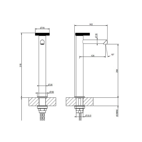 Смеситель для раковины Gessi Anello 63304.708, высокий, брашированная медь PVD