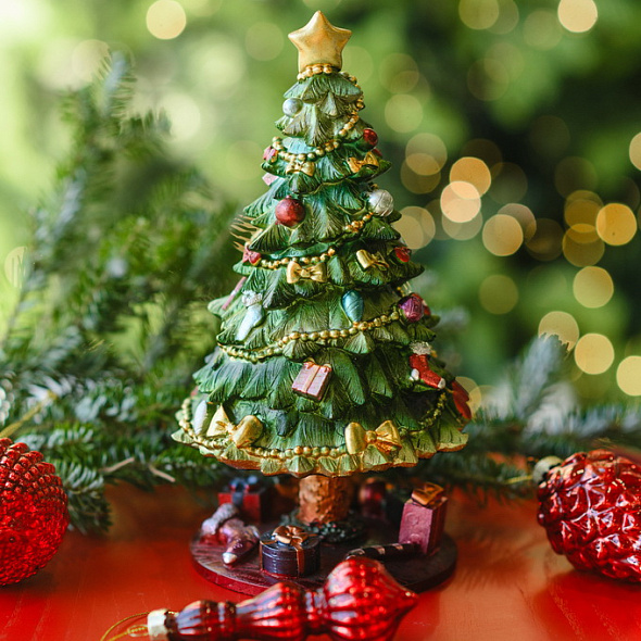 Шкатулка музыкальная "Елка на ножке" 22,5 см