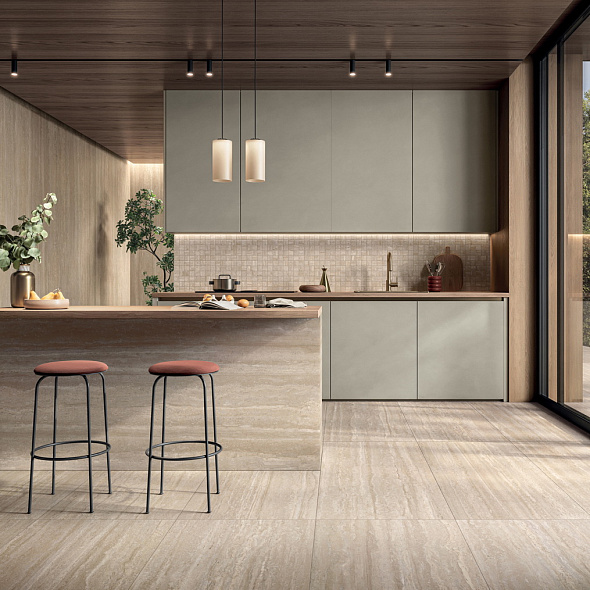 Керамогранит Panaria Perpetual 60х120 Strutturato, Travertino Cream, 9 мм