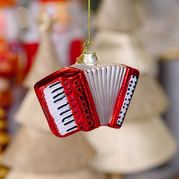 Елочная игрушка "Аккордеон красный" 7 см