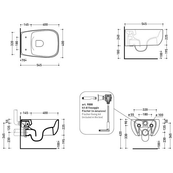 Унитаз подвесной Flaminia Fluo 54х40 FU118G,  с сиденьем, молочный матовый