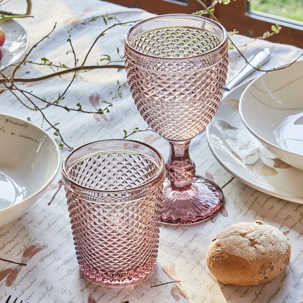 Набор бокалов Glass Diamante 280 мл, 3 шт, розовый