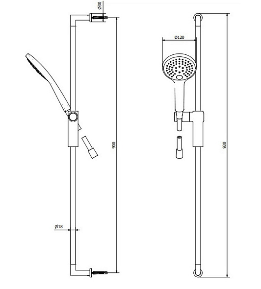 Комплект для душа iB Rubinetti Shower&Co SH111CC, хром