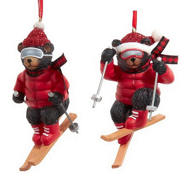Елочная игрушка "Медведь-лыжник" 9 см, в ассортименте