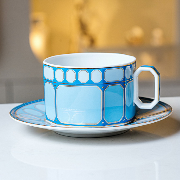 Чашка чайная с блюдцем Signum Azure 260 мл 