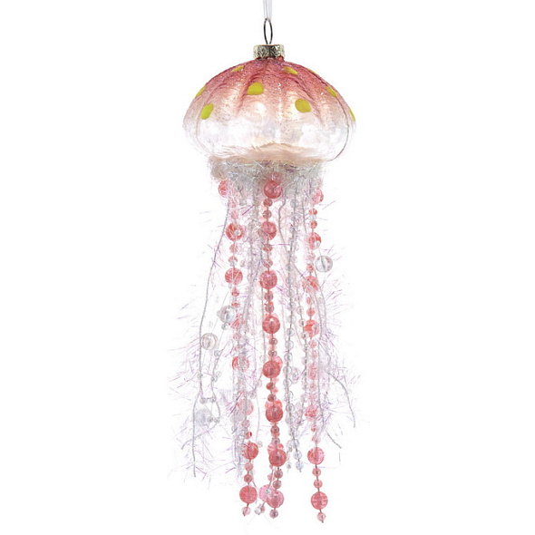 Елочная игрушка "Медуза Светящаяся" 21,5 см, оранжевая