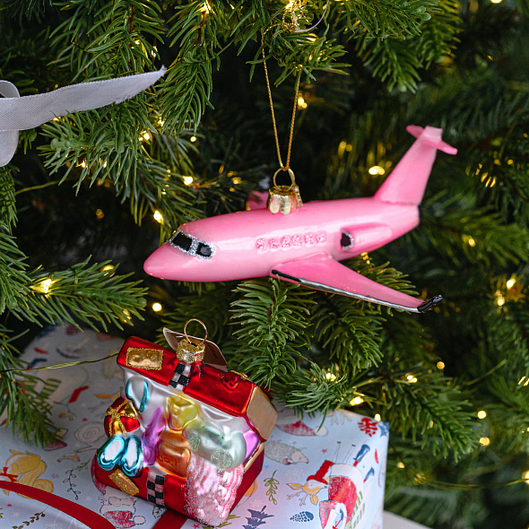 Елочная игрушка "Самолет" 4 см