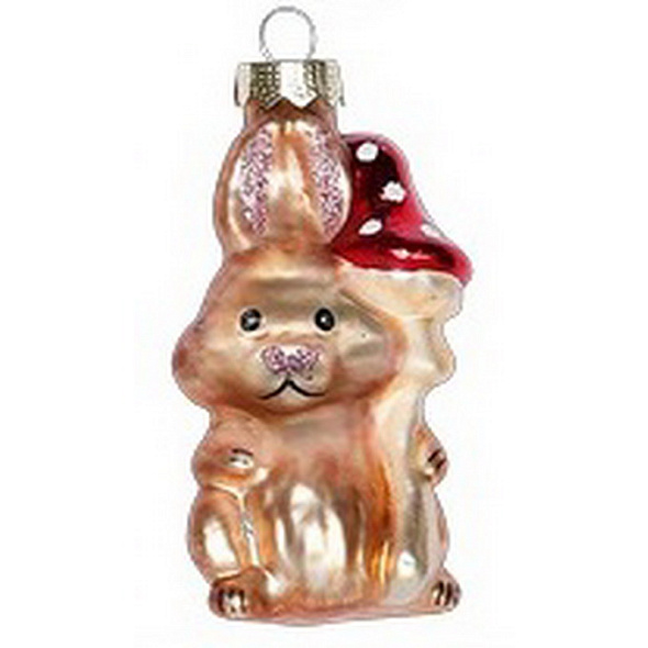 Елочная игрушка "Заяц с мухомором"