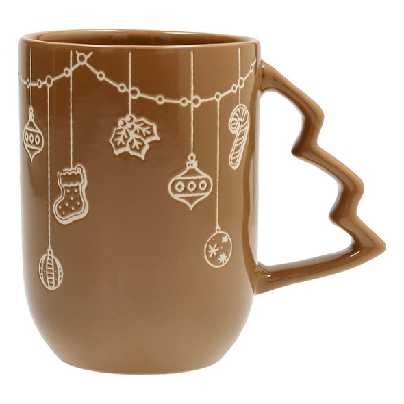 Кружка Snowy Xmas 540 мл, коричневая