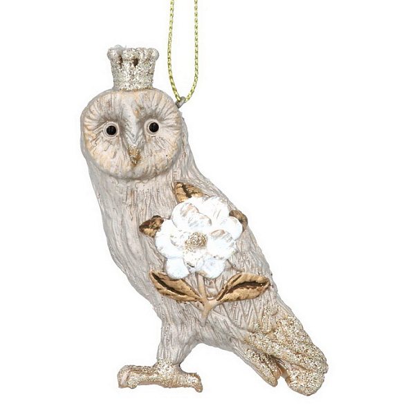 Новогодняя игрушка "Сова" 7х6 см, цвет золото