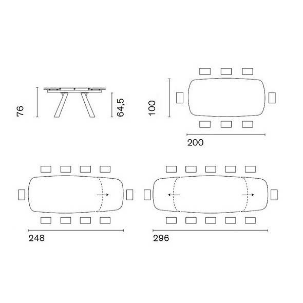 Стол Calligaris Icaro 200(296)х100 CS4114, Bronze