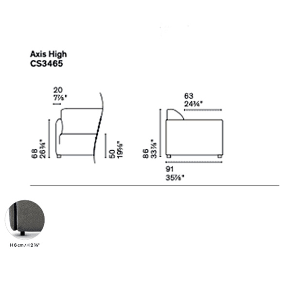 Диван угловой Calligaris Axis CS3465, правый, Sand