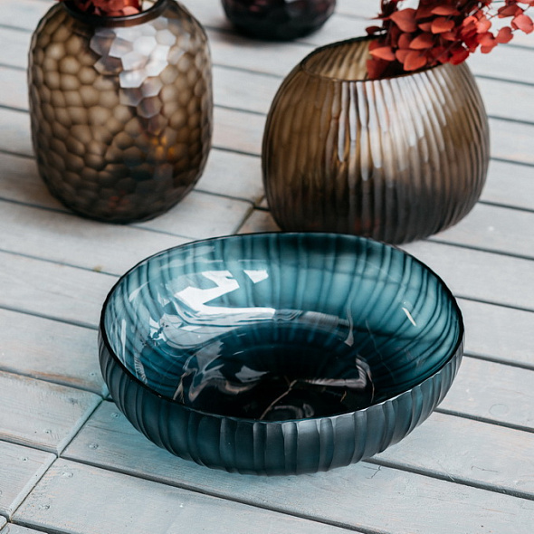 Чаша декоративная Guaxs Maggia M 29 см, цвет морская волна