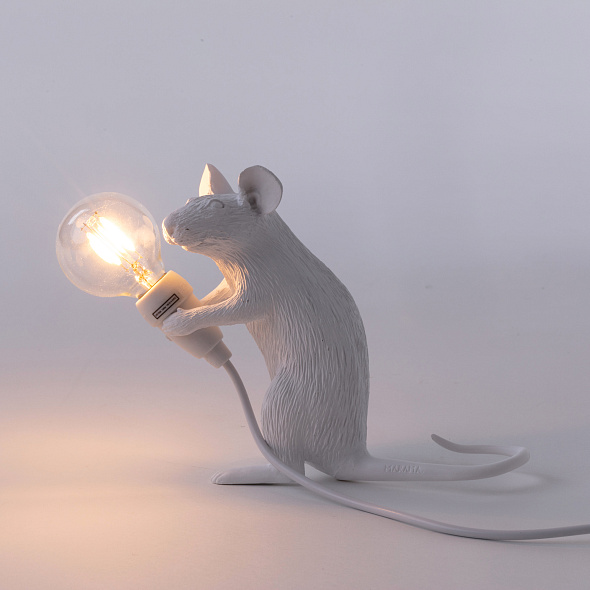 Лампа настольная Seletti Mouse Lamp Mac Sitting 12,5 см, белая