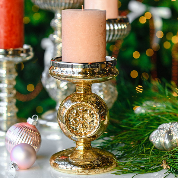 Подсвечник "Снежинка" 16 см с подсветкой