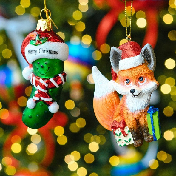 Игрушка на елку "Лиса" 7,6 см
