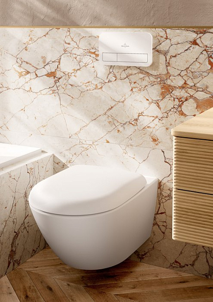 Унитаз Villeroy & Boch Antao 37х56, CeramicPlus, TwistFlush, с сиденьем, Stone White