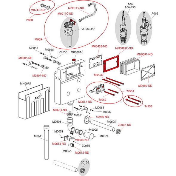 Встраиваемый бачок Alcaplast AM112, с дозатором для таблеток