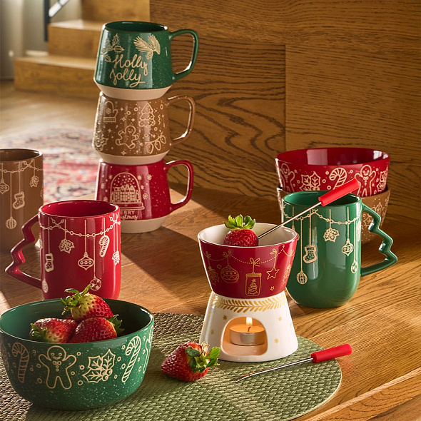 Чашка для завтрака Snowy Xmas 510 мл, зеленая