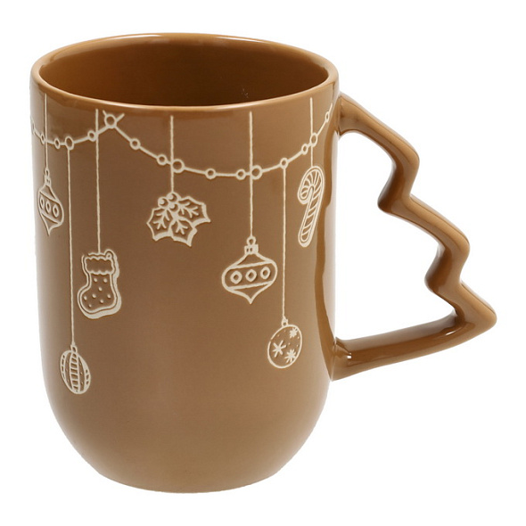 Кружка Snowy Xmas 540 мл, коричневая