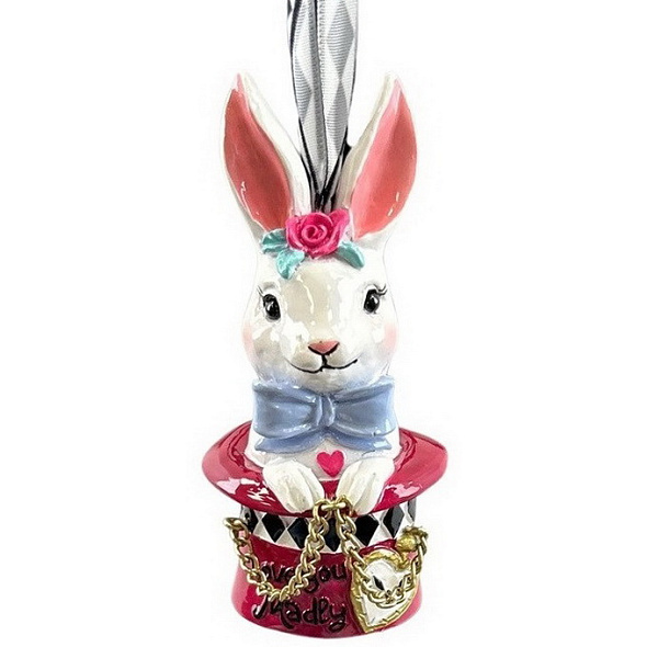 Елочная игрушка "Кролик в шляпе"