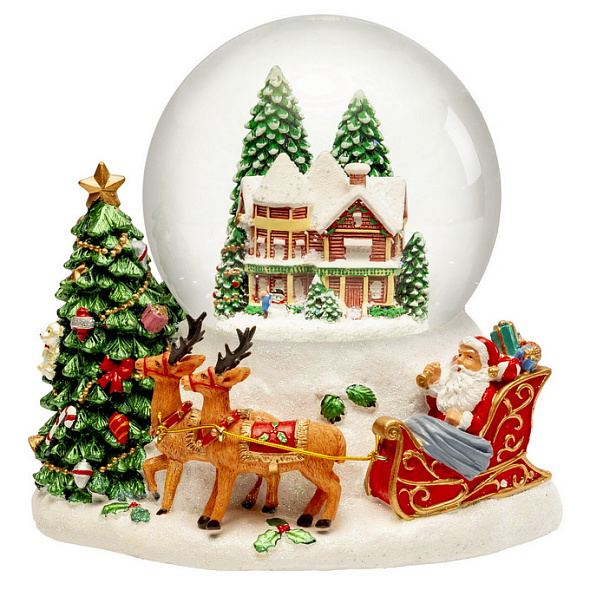 Фигурка "Снежный шар с Сантой в санях" 18х17,5 см