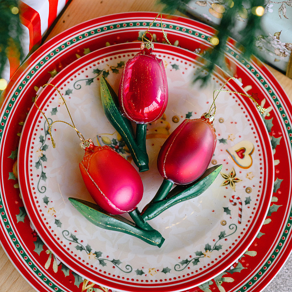 Елочная игрушка "Тюльпан" 9,5 см, в ассортименте