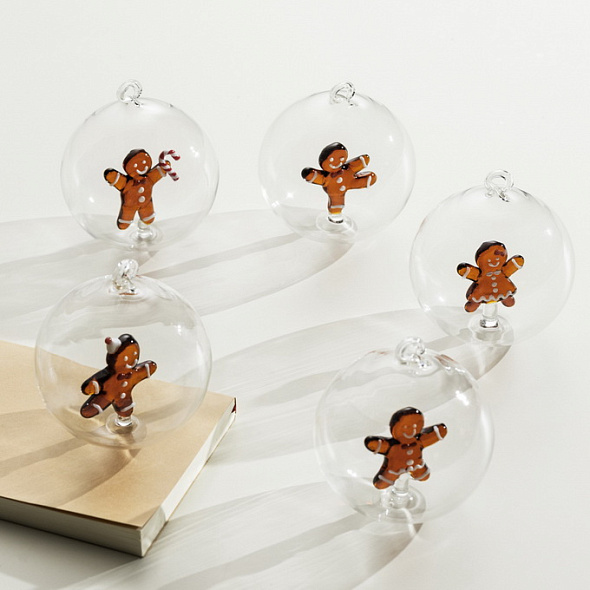 Елочный шар "Пряничный человечек" Schiaccianoci 8 см