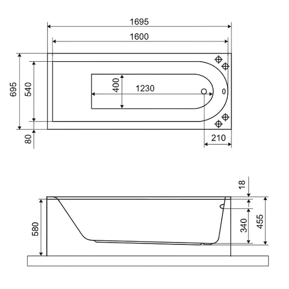 Ванна акриловая Excellent Aurum Slim 170x70, с ножками