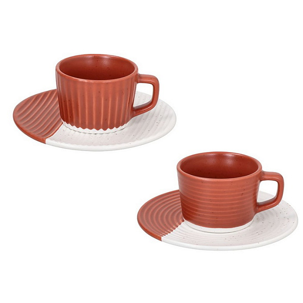 Набор чашек для эспрессо с блюдцами Rice 90 мл, 4 предмета