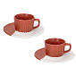Набор чашек для эспрессо с блюдцами Rice 90 мл, 4 предмета