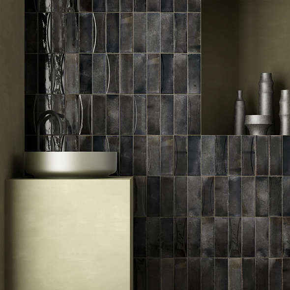 Плитка керамическая Equipe Hanoi 6,5х20, Black Ash, 8 мм