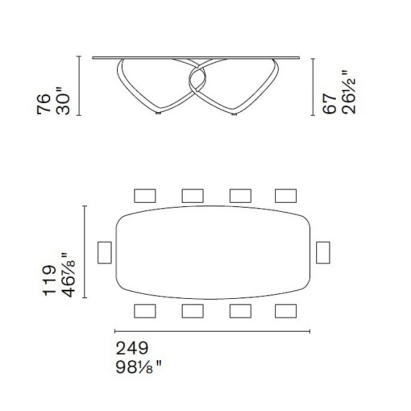 Стол Calligaris Breeze 249х119 CS4143, Bronze