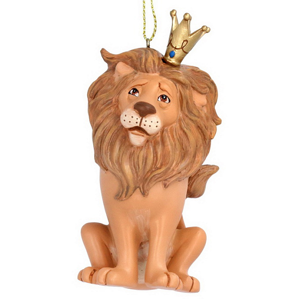 Игрушка на елку "Лев с короной" 9 см