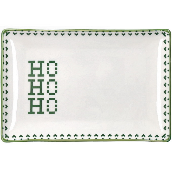 Блюдо прямоугольное Ho-Ho-Ho 25х16 см, зеленое