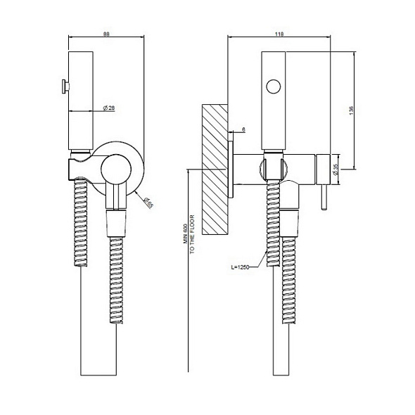 Смеситель для гигиенического душа Gessi 316 45131.707, брашированный черный PVD