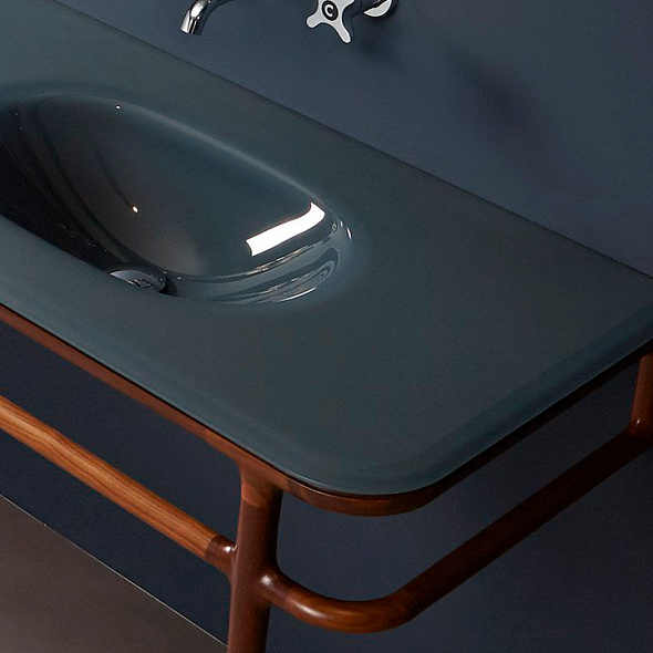 Консоль с раковиной Antonio Lupi Ilbagno 90, 90x54, массив дерева, стекло 12 мм