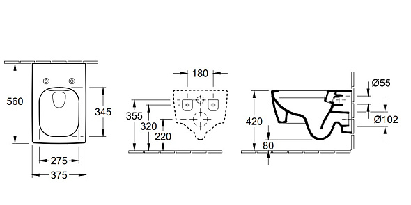Унитаз подвесной Villeroy & Boch Memento 2.0 56х38, CeramicPlus, 4633R0R1, с сиденьем